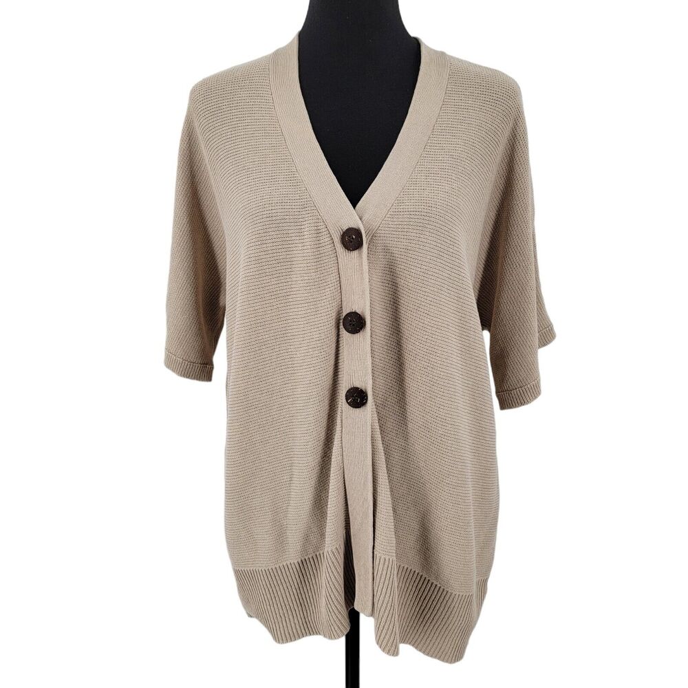 Mercer Street Studio Cardigan Sweater Womens XL Linen Blend Lightweight Beige